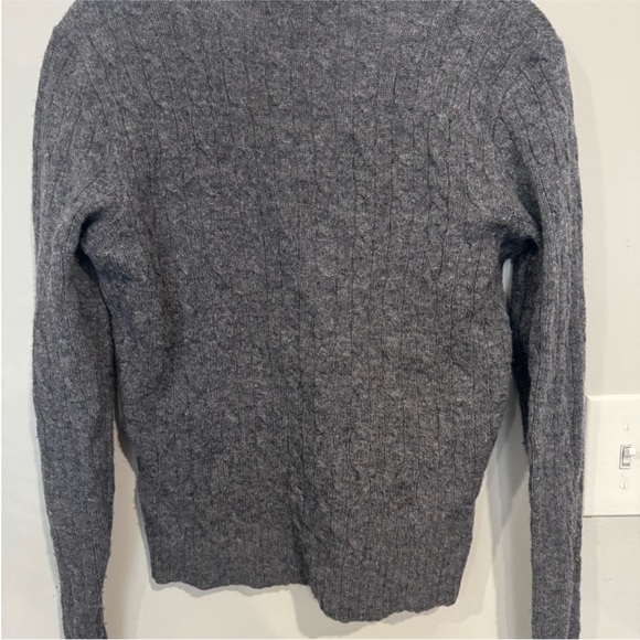 100% Lambs Wool Ralph Lauren Sport Cable Knit V Neck Sweater M - Picture 3 of 6